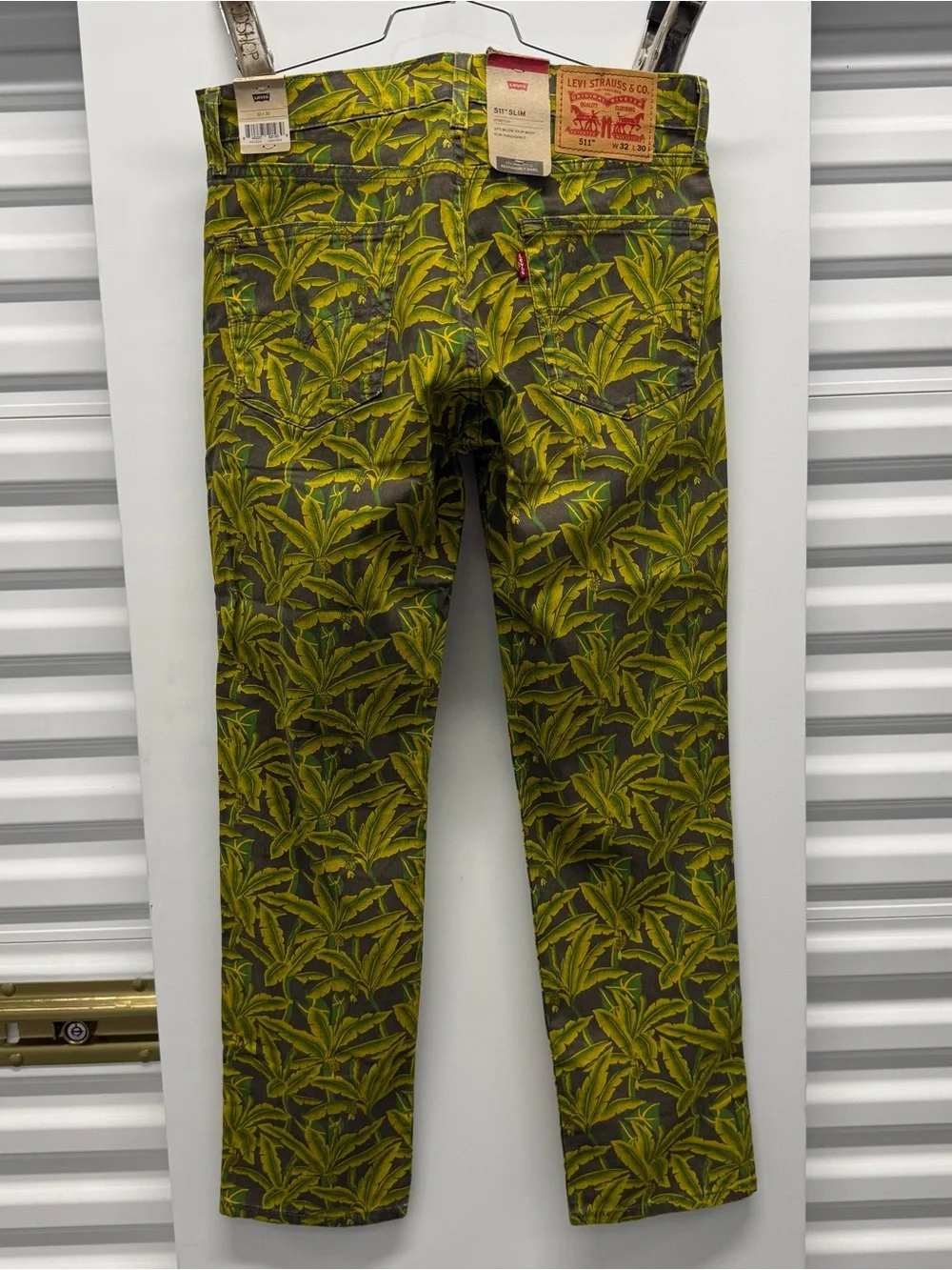 Levi's 511 Slim Tropical Leaf Print Jeans in Green and Yellow